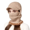 thumbnail image 1 of Aihuaihua Winter Knitted Cozyhead Women Warm Hat with Brim 3 in 1 Knit Scarf Combo for Biking Skiing and Outdoor Sports Warm Ushanka, 1 of 5