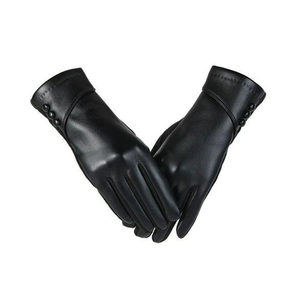 Aihuaihua Winter Leather Gloves for Women, Winter Warm Touchscreen Dress Gloves Lined Fashion Cycling Driving Gloves Unisex Windproof Black