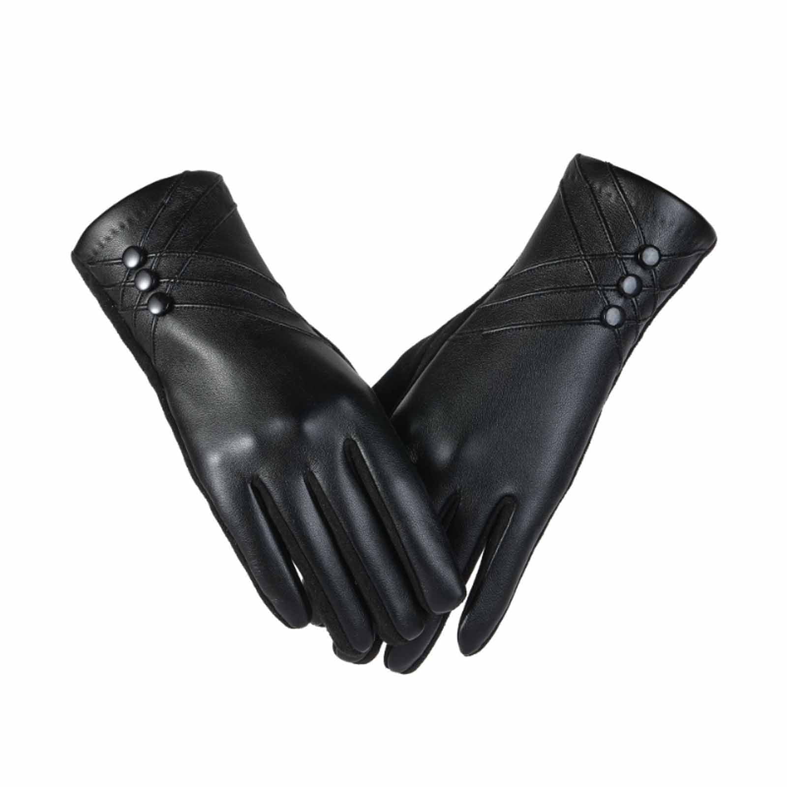 gloves black leather unisex dress Aihuaihua Winter Leather Gloves for Women, Winter Warm Touchscreen Dress Gloves Lined Fashion Cycling Driving Gloves Unisex Windproof Black