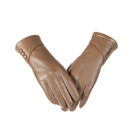 Aihuaihua Winter Leather Gloves for Women, Winter Warm Touchscreen Dress Gloves Fleece Lined Fashion Cycling Driving Gloves Unisex Windproof Coffee