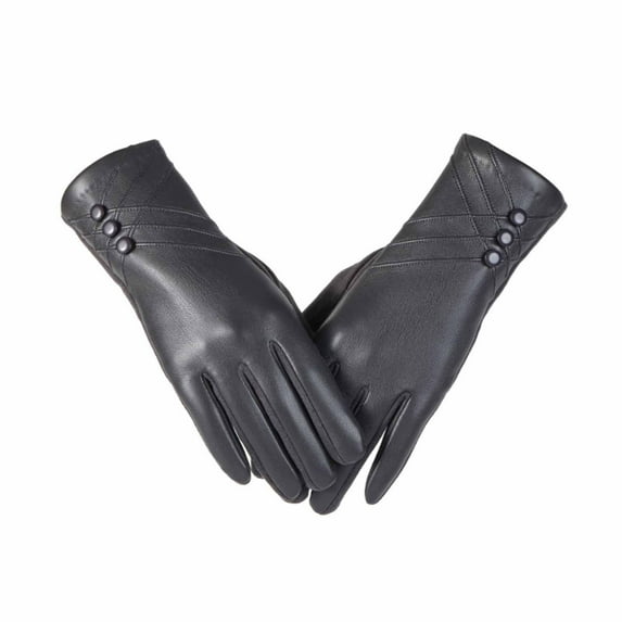 Aihuaihua Winter Leather Gloves for Women, Winter Warm Touchscreen Dress Gloves Lined Fashion Cycling Driving Gloves Unisex Windproof Grey