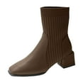 thumbnail image 1 of Aihuaihua Women Ankle Boots Sock Booties On Ankle Boots Block Heel Square Toe Splicing Dress Sock Booties Black/Brown/Khaki Boots for Women, 1 of 6