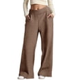 thumbnail image 1 of Aihuaihua Women Girls Wide Leg Sweatpants Drawstring Baggy Straight Leg Track Pants Casual Plain Pockets Coffee XL, 1 of 5