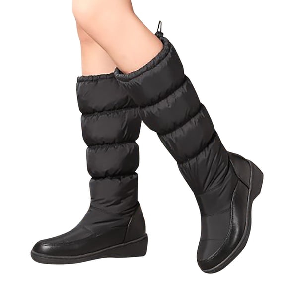 Aihuaihua Women'S Thick Sole Knee High Snow Bootsï¼Waterproof Fur Lined Elastic Band Warm Mid Calf Boots -On Comfortable Outdoor Anti- Boots