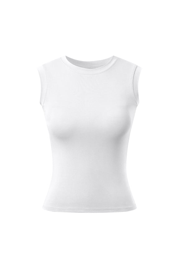Women's Built-In Bra Round Neck Sleeveless Casual Tank Top For Summer Outdoor Music Festival And Everyday Wear