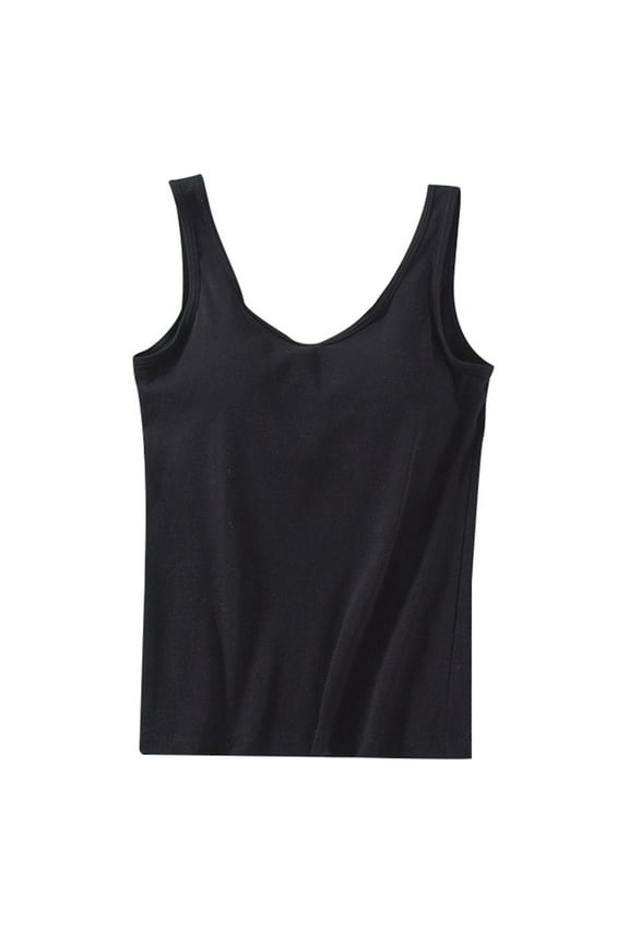 Women's Built-In Bra Tank Top 2024 Summer Casual Crew Neck Sleeveless Camisole Padded Support Workout Athletic Top