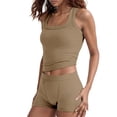thumbnail image 1 of Aihuaihua Women's Casual Solid Color Slim Fit Tank Top and High Waist Shorts Two Piece Summer Outfit, 1 of 9