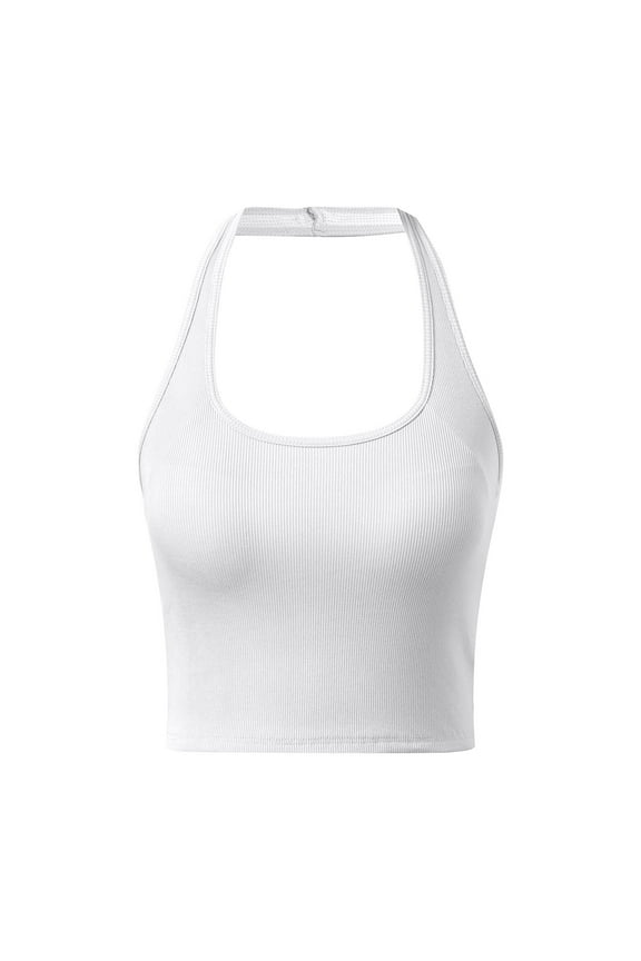 Women's Fashion Summer Strappy Neck Sleeveless Built In Bra Tank Top Casual Camisole For Music Festival Outfit