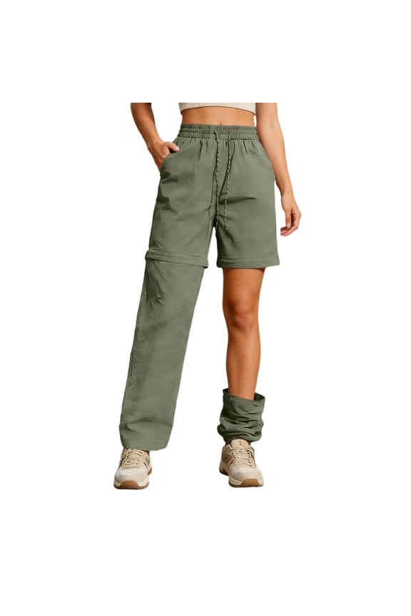 Women's Hiking Pants Convertible Quick-Dry Water-Resistant Lightweight Zip-Off Camping Outdoor Cargo Pant Baggy Trousers with Pockets L