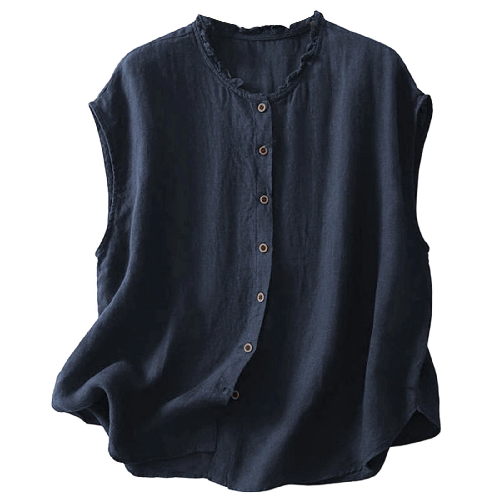 Aihuaihua Women's Linen Vest Summer Sleeveless Scoop Neck Waistcoat ...