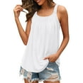thumbnail image 1 of Aihuaihua Women's Loose Fit Pleated Tank Top Sleeveless Summer Top with Curved Hem Casual Comfortable Blouse, 1 of 4