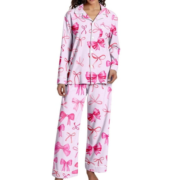 Aihuaihua Women's Pajama Sets Silky Satin Cute Pjs 2 Piece Loungewear Soft Long Sleeve Button up Ladies Sleepwear S-XXL S