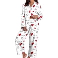 thumbnail image 1 of Aihuaihua Women's Pajama Sets Silky Satin Cute Pjs 2 Piece Loungewear Soft Long Sleeve Button up Ladies Sleepwear S-XXL XXL, 1 of 9