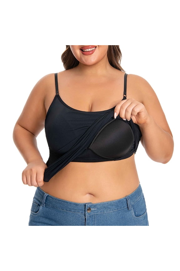 Women's Seamless Built-In Bra Tank Top Pure Color Comfortable Sleeveless Camisole For Casual Summer Wear