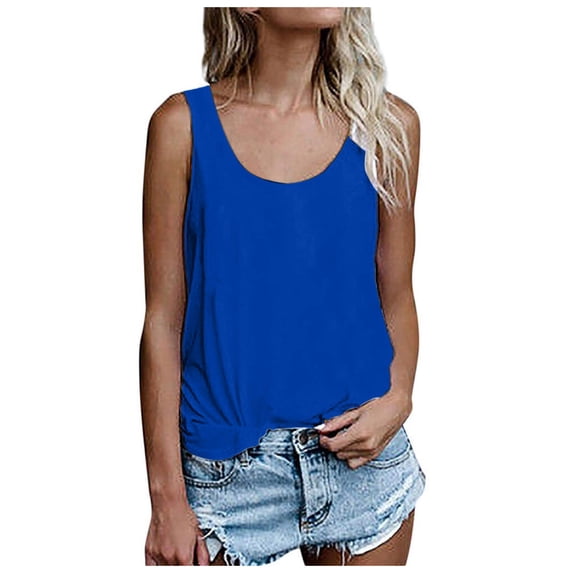 Aihuaihua Women's Sleeveless O-Neck Solid Color Casual Tunic Blouse Loose Fit Summer Top