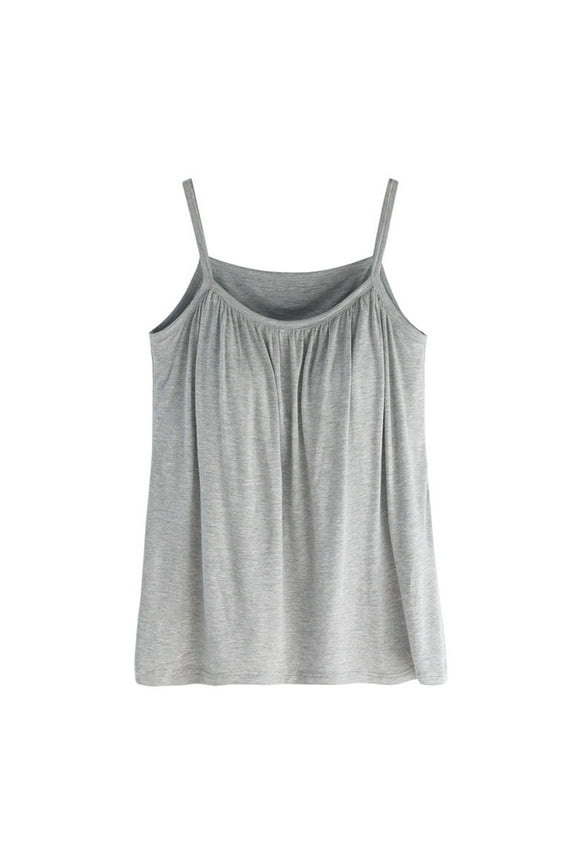 Women's Solid Built-In Bra Camisole Top Padded Support Comfortable Casual Plus Size Vest