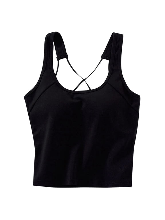 Women's Solid Color Slim Fit Thin Strap Tank Top for Sports and Layering Base Coat