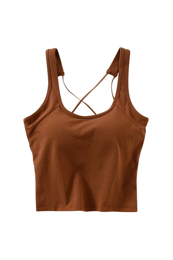 Women's Solid Color Slim Fit Thin Strap Tank Top for Sports and Layering Base Coat