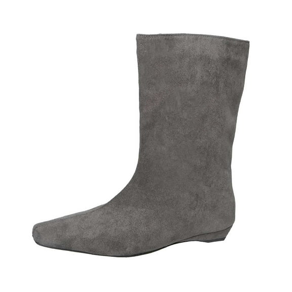 Aihuaihua Women's Suede Mid Calf Boots Pointed Toe Flat Heels Pull On Long Boots Fall Winter Tall Boots