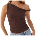 thumbnail image 1 of Aihuaihua Women's Summer Asymmetric Slant Collar Solid Color Fold Strap Tank Top, 1 of 3