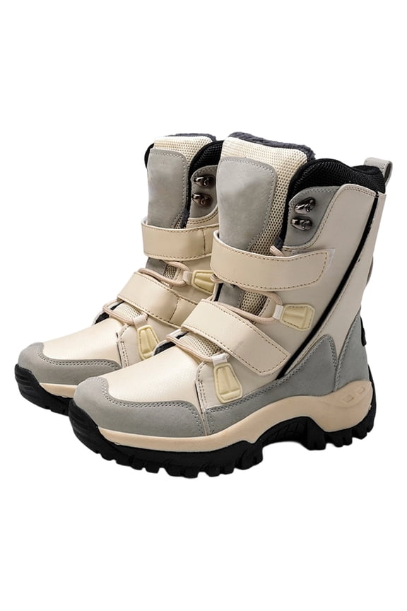 Women's Winter Boots Warm Comfortable Hook and Loop Mid-Calf Boots Lace up Snow Boots Non Combat Boots Winter Walking Shoes