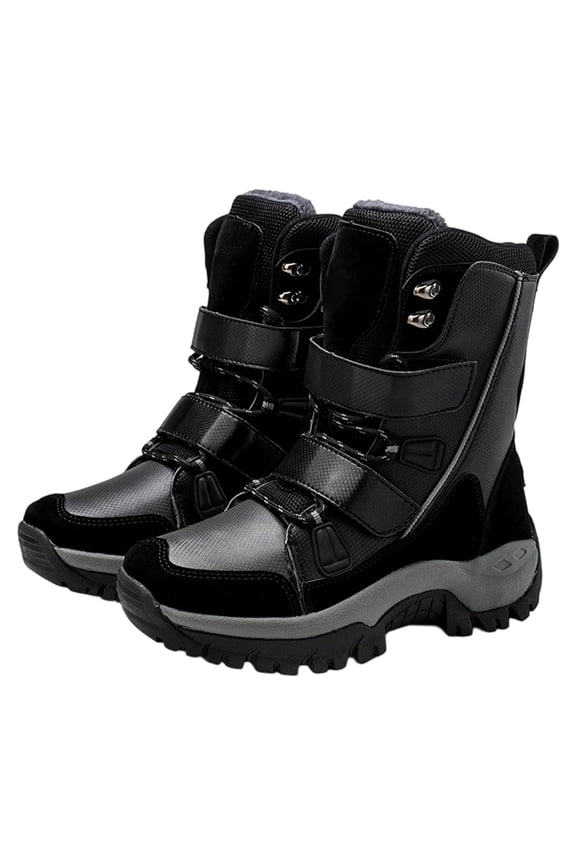 Women's Winter Boots Warm Comfortable Hook and Loop Mid-Calf Boots Lace up Snow Boots Non Combat Boots Winter Walking Shoes