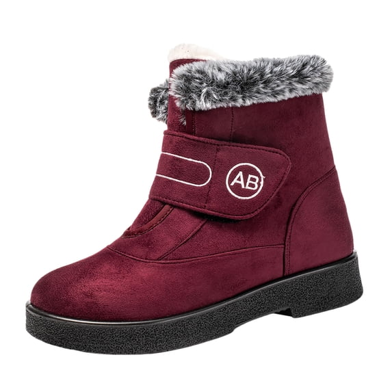 Aihuaihua Women's Winter Warm Platform Snow Boots Hook Loop Plush Lining Slip-On Boots Comfortable Suede Non-slip Soft Sole Mid Claf Boots