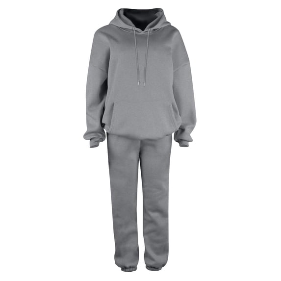Aihuaihua Womens 2 Piece Outfits Lounge Hoodie Sweatsuit Sets Lined Plus Size Fall Fashion Clothes Airport Travel Pants Tracksuits with Pocket Grey