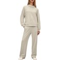 thumbnail image 1 of Aihuaihua Womens 2 Piece Outfits Sweatsuit Set 2025 Fall Drawstring Sweatshirt Wide Leg Sweatpant Lounge Sets Casual Tracksuit Matching Plus Size Khaki, 1 of 6