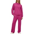 thumbnail image 1 of Aihuaihua Womens 2 Piece Outfits Sweatsuit Set 2025 Fall Drawstring Sweatshirt Wide Leg Sweatpant Lounge Sets Casual Tracksuit Matching Plus Size RD2, 1 of 6