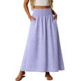 thumbnail image 1 of Aihuaihua Womens Boho Maxi Skirt Summer Eyelet Hollow Flowy Skirts High Waist Casual Skirt with Pockets A Line Pleated Vacation Skirts Purple S, 1 of 6