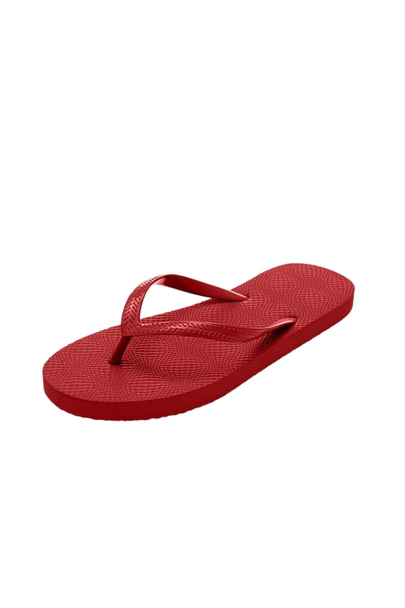 Womens Classic Solid Color Flip Flops, Lightweight & Comfortable Thong Sandals for Beach & Shower Summer Shoes Red