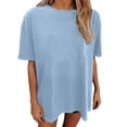 thumbnail image 1 of Aihuaihua Womens Oversized T Shirts Summer Trendy Short Sleeve Crew Neck Tops Loose Fit Casual Tee Sky Blue L, 1 of 4