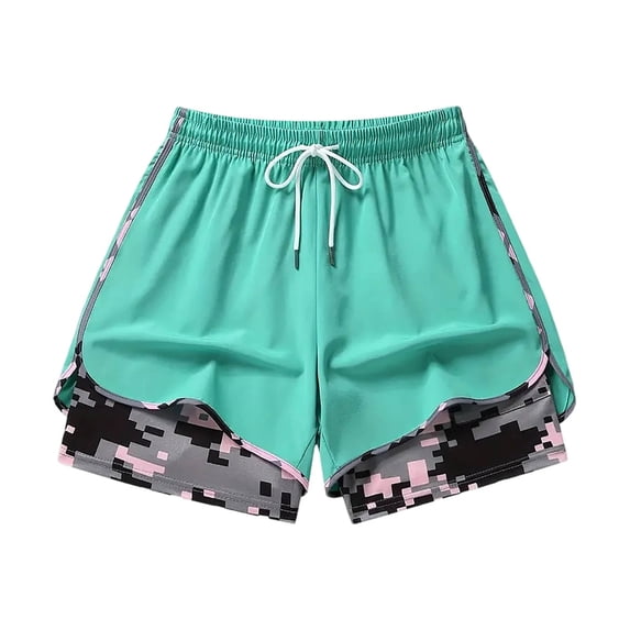 Aihuaihua Womens Workout Gym Shorts Athletic Yoga High Waist 2 in 1 Compression Liner Running Shorts Quick Dry Short Pants with Pocket Sky Blue S