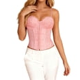 thumbnail image 1 of Aihuaihua Y2k Lace Mesh Corset Top Women Lace up Strappy Boned Bustier Cami Tank Tops Streetwear Pink L, 1 of 7
