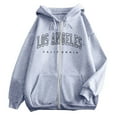 thumbnail image 1 of Aihuaihua Zip Up Hoodies for Teen Girls Los Angeles Sweatshirt with Hood Womens Full Zipper Hoodies Pullover Long Sleeve Tops with Pockets Light Gray, 1 of 3