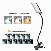 Aiibe Clip Desk Lamps 40 LED with 3 Modes Dimmable 11 Brightness Reading Light Flexible Gooesneck Eye-Caring Led Light Clamp for an Office in Home Reading