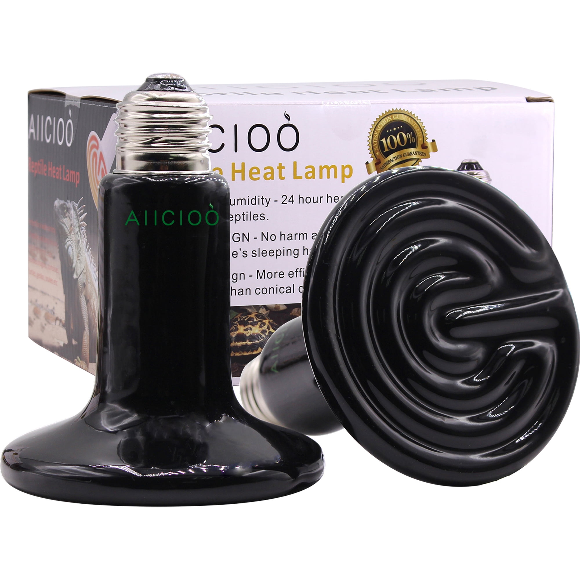 Aiicioo Reptile Heat Lamps Ceramic Heat Emitter for Reptile Amphibian 2