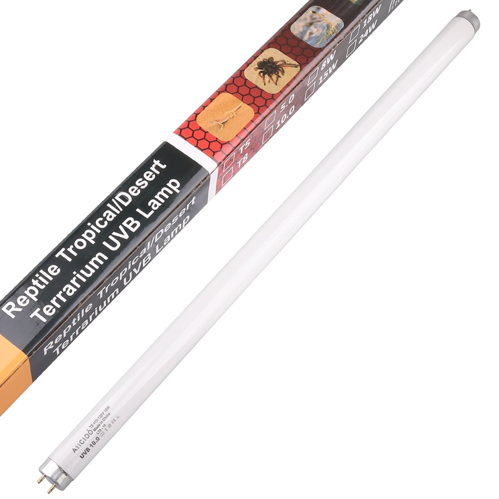 Aiicioo T8 HO Reptile UVB Light - Desert UVA UVB 10.0 Fluorescent Lamp 24" Tube Lighting High Output for Lizard Bearded Dragon 18W