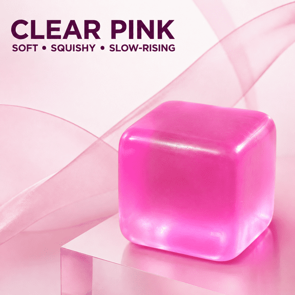 Aiifurss Clear Pink Squishy Cube, Soft Slow-Rising