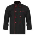 thumbnail image 1 of Aiihoo Adults Men Chef Jacket Stand Collar Long Sleeve Chef Shirt Restaurant Kitchen Jacket Coat Black XXL, 1 of 7
