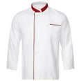 thumbnail image 1 of Aiihoo Adults Men Chef Jacket Stand Collar Long Sleeve Chef Shirt Restaurant Kitchen Jacket Coat Red L, 1 of 7
