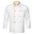 thumbnail image 1 of Aiihoo Adults Men Chef Jacket Stand Collar Long Sleeve Chef Shirt Restaurant Kitchen Jacket Coat Yellow 3XL, 1 of 7