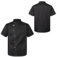 thumbnail image 1 of Aiihoo Adults Short Sleeve Chef Jacket Cooking Coats Shirts Hotel Restaurant Kitchen Work Uniforms Black Short Sleeve M, 1 of 7