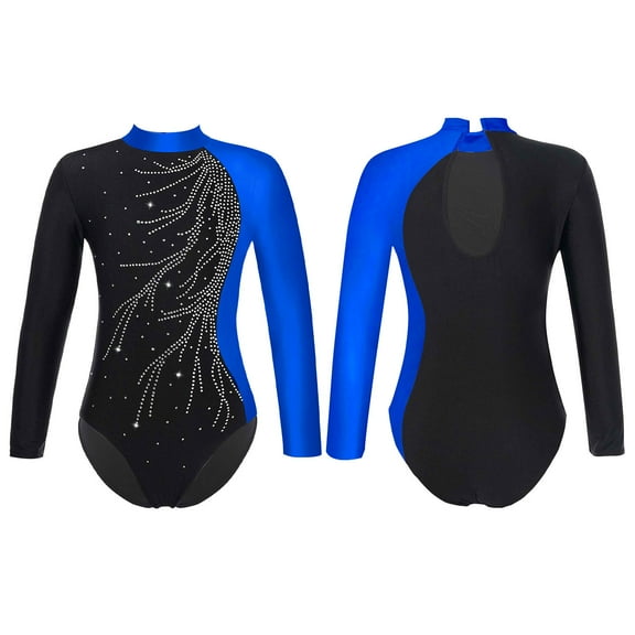 Aiihoo Girls Gymnastics Dance Leotard Sparkle Bodysuit Shiny Unitard Figure Ice Skating Ballet Dancewear Royal Blue 8