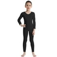 thumbnail image 1 of Aiihoo Girls Gymnastics Leotard Ballet Dance One Piece Jumpsuit Full Length Bodysuit Long Sleeve Zentai Suit Black 5-6, 1 of 6