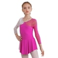 thumbnail image 1 of Aiihoo Girls Sparkle Rhinestone Dress Figure Skating Dress Long Sleeve Mesh Spliced Leotards Dance Dress Rose 10, 1 of 7