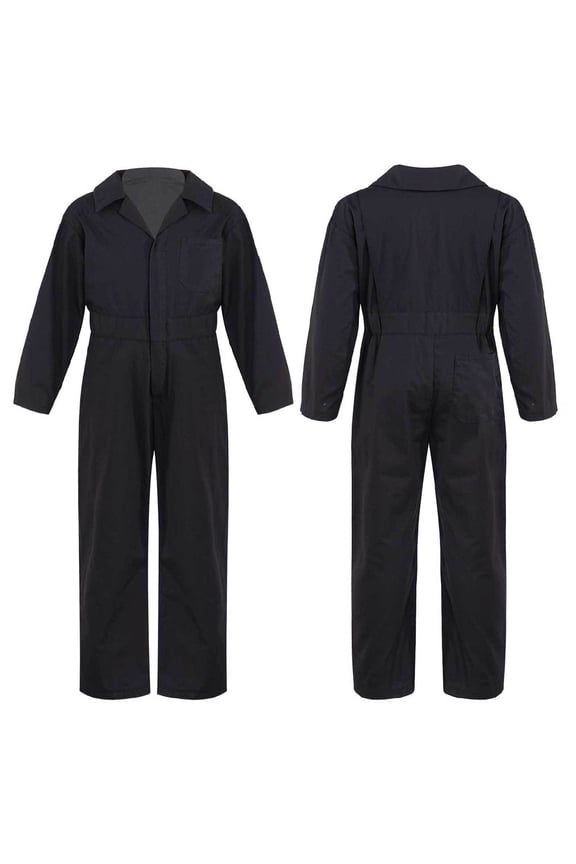 Kids Boys Coverall Mechanic Boiler Suit Flightsuit Coverall Outfits Black 8