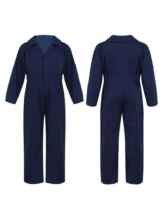 Kids Boys Coverall Mechanic Boiler Suit Flightsuit Coverall Outfits Dark Blue 6