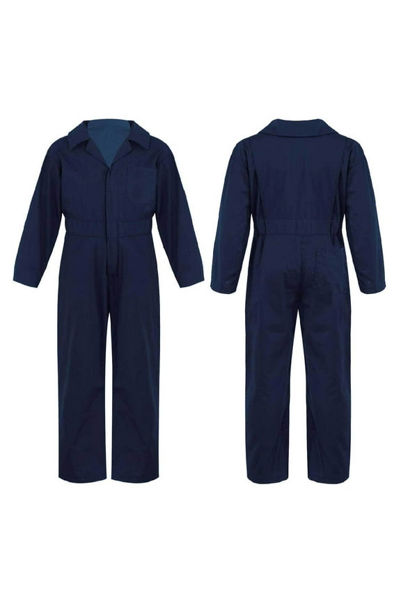 Kids Boys Coverall Mechanic Boiler Suit Flightsuit Coverall Outfits Dark Blue 6